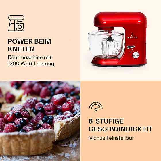 Кухонний комбайн Bella Rossa 2G 1300 Вт 6-швидкісна планетарна система змішування Червоний (Німеччина, читати Рівне