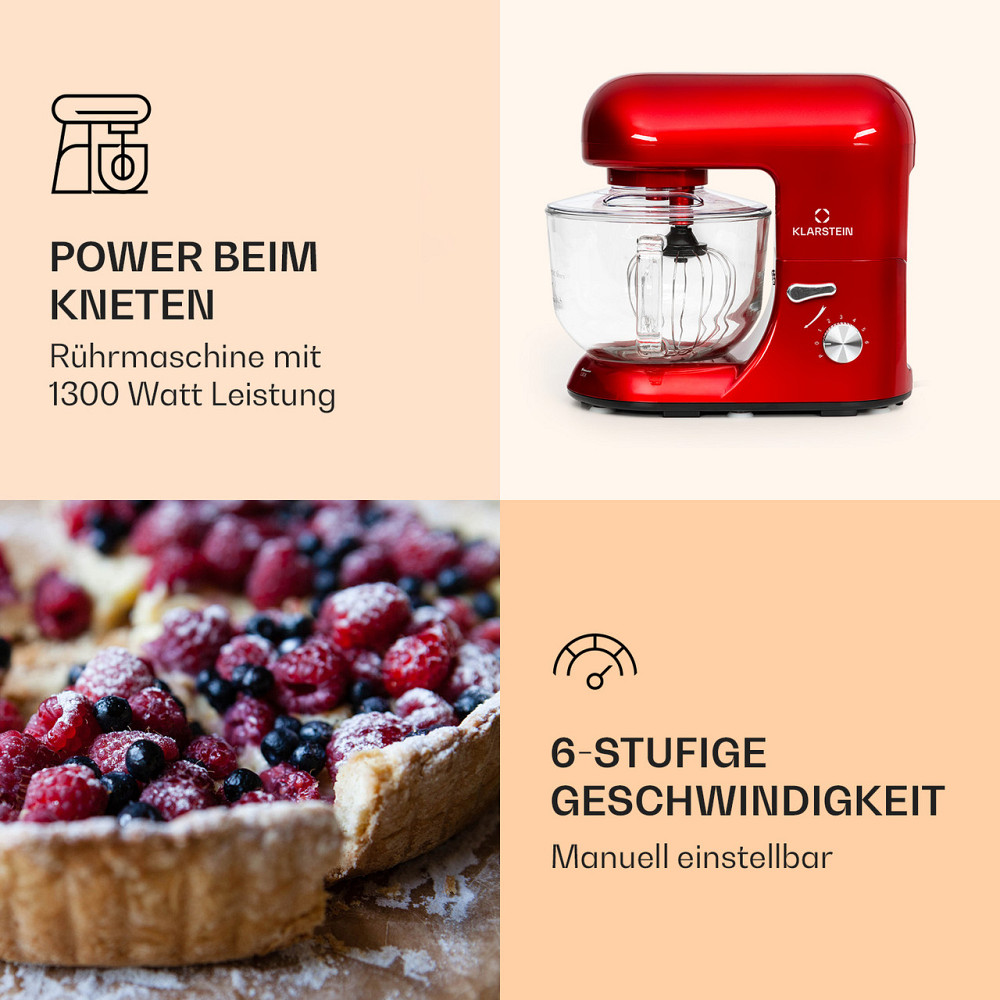 Кухонний комбайн Bella Rossa 2G 1300 Вт 6-швидкісна планетарна система змішування Червоний (Німеччина, читати Рівне - фото 2