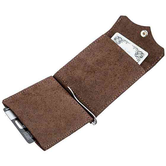 Солидный кожаный зажим для денег GRANDE PELLE 11197 Коричневый Киев
