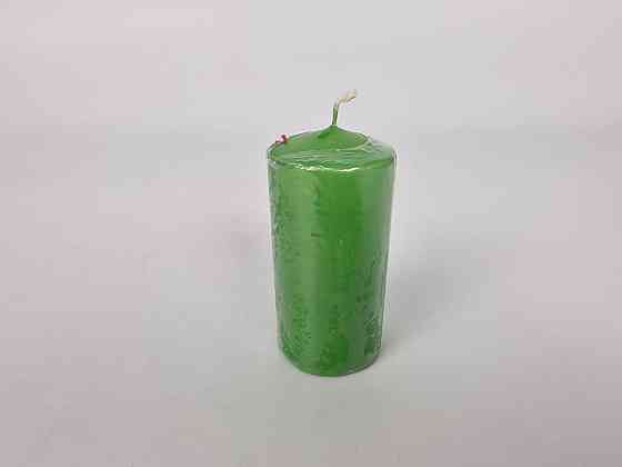 Цветная Цилиндр парафиновая свеча (50/100) ЗЕЛЕНАЯ крашеная  внутри белая (1 шт) Харьков