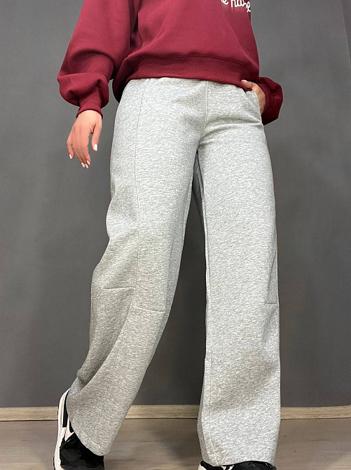 Штани жіночі A-N 25061 спортивні широкі Baggy з кишенями та шнурком трикотажні світло сірі, світло-сірий, M Київ - фото 15