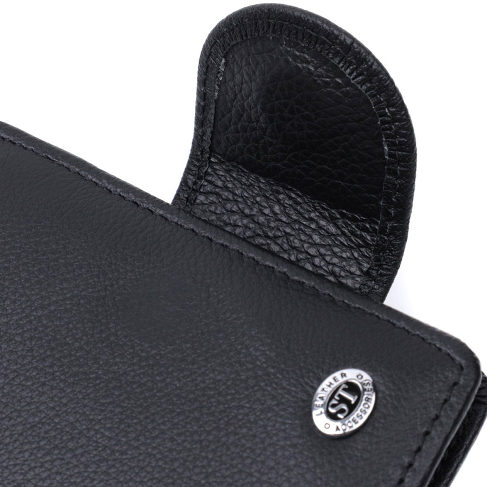 Практичний гаманець для жінок з кишенею для монет із натуральної шкіри ST Leather 22725 Чорний Київ - фото 5