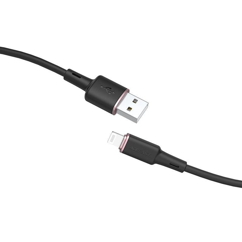 Кабель ACEFAST C2-02 USB - Lightning 2.4A, 1.2m, силіконовий, zinc конектори, колір чорний AFC2-02B Одеса - фото 3