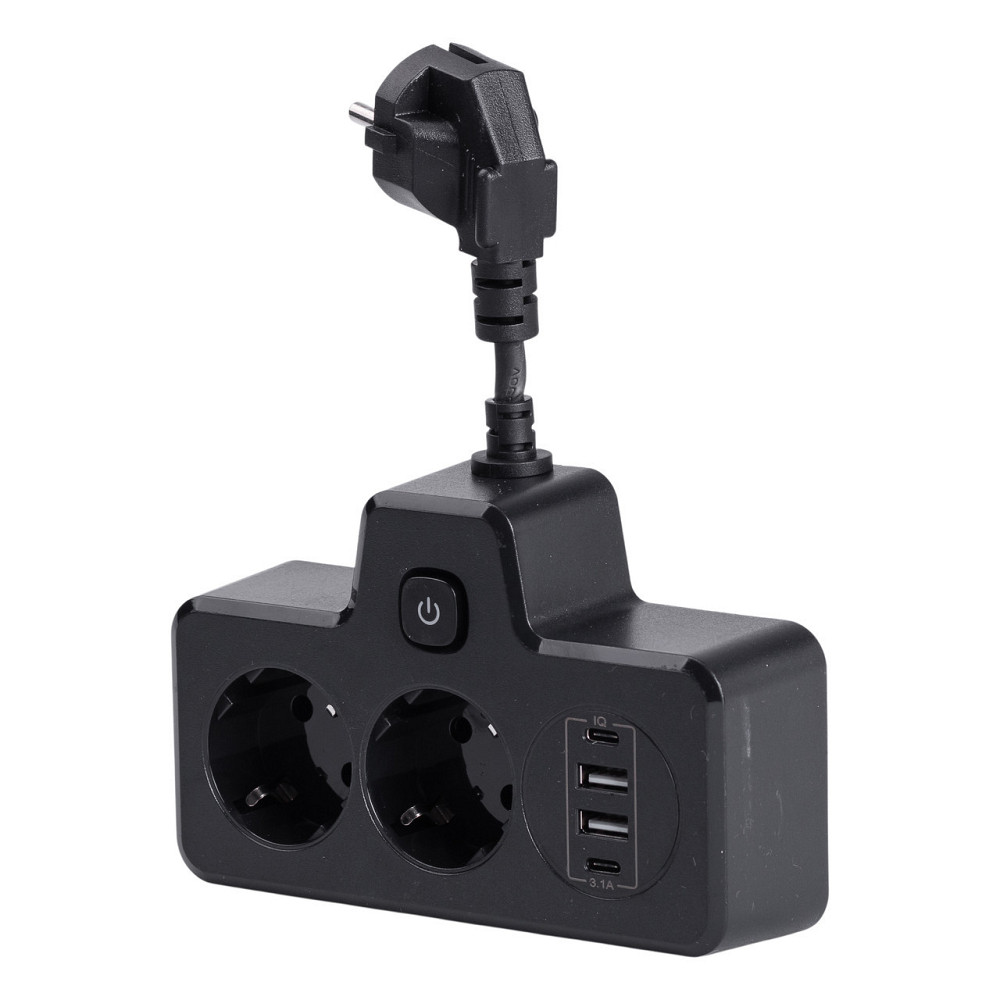 Мережевий фільтр на 2 євро розетки з 2 USB та 2 Type-C чорний HP-5-18 Київ - фото 2