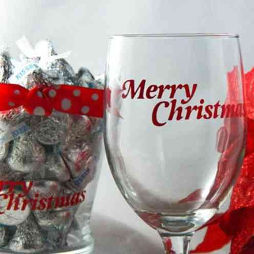 Новогоднее украшение бокалов наклейки 4 штуки красный Киев