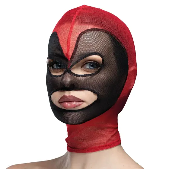 Маска серце сітка з відкритим ротом та очима Feral Feelings - Hearts Mask Red/Black Львів