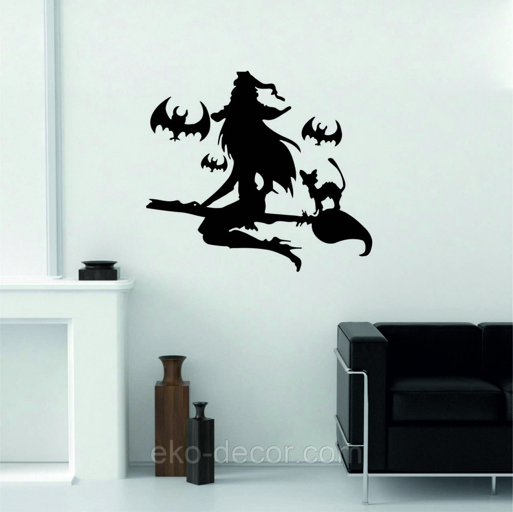 Декоративне настінне Панно «Відьма на мітлі», Декор на стіну 110*97 см, Чорний Київ - фото 5