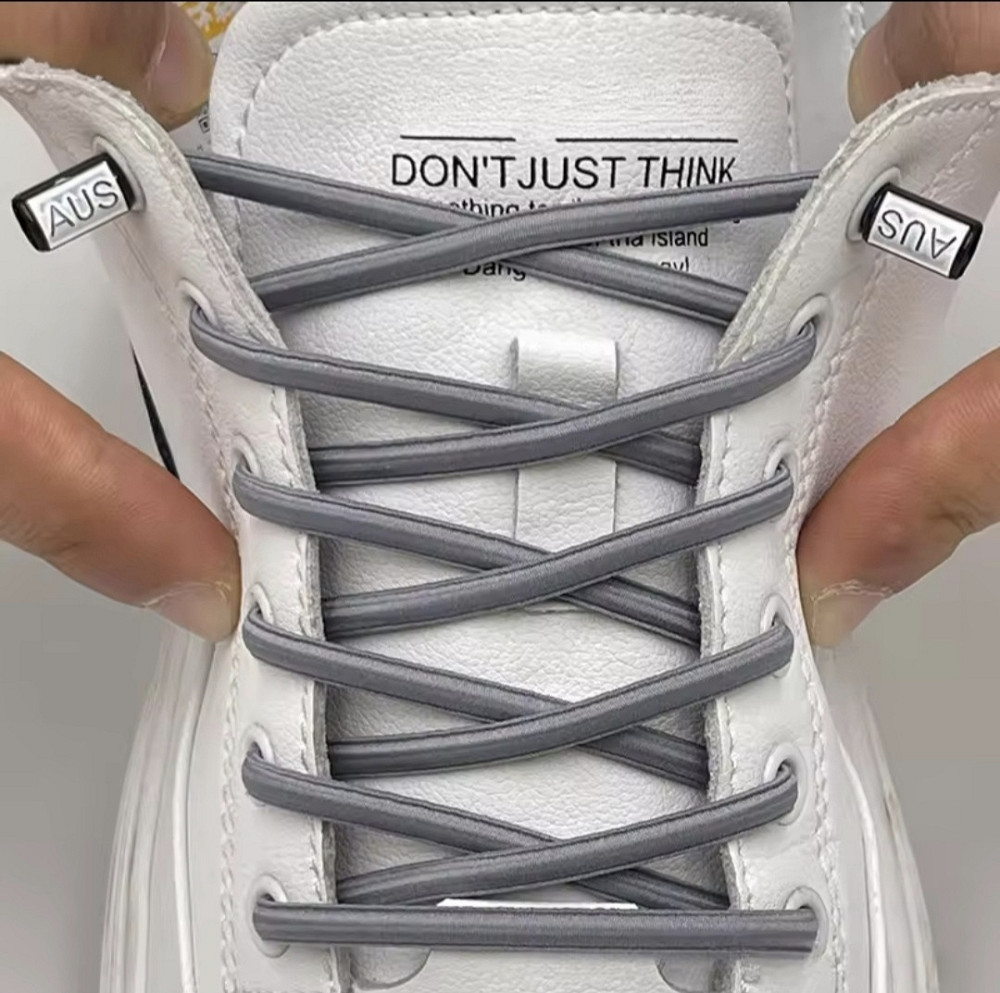 Шнурки еластичні без зав'язок з пластиковими фіксаторами Темно-сірий Смела - изображение 4