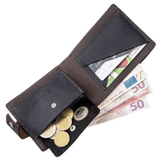 Солидное мужское портмоне винтажное GRANDE PELLE 11230 Коричневое Киев