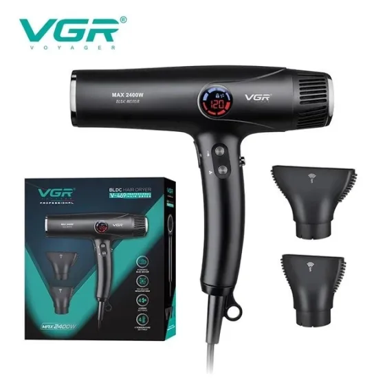 Професійний фен VGR V-469: BLDC 110k об/хв, 2400 Вт, 4 теми / 4 обдування, 2 насадки, кабель 2.5 м Одеса
