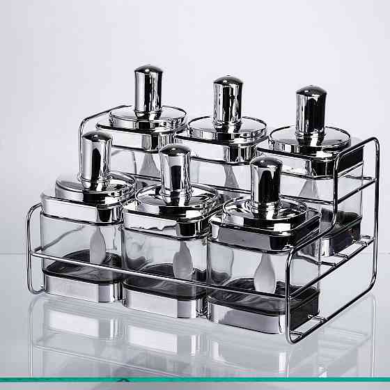 Набір банок для сипучих продуктів з ложкою 6 шт, хром HP-1341 Київ