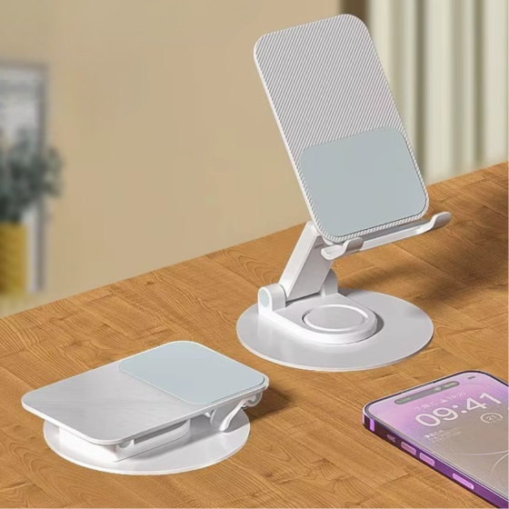 Подставка-держатель настольная для телефона или планшета, холдер для сматрфона,складная, с поворотом на 360 белая Каменец-Подольский