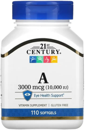Витамин А 21st Century A 3000 mcg (10,000 IU) 110 гэл капс Киев