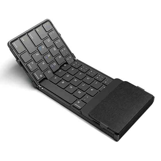 Складная беспроводная Bluetooth клавиатура Avatto B1053 с тачпад (Черная, en+ru) Николаев