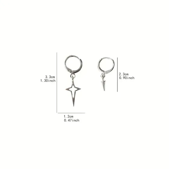 Серьги-кольца с подвесками Звезда и Конус – минимализм, рок-стиль, тренд Киев