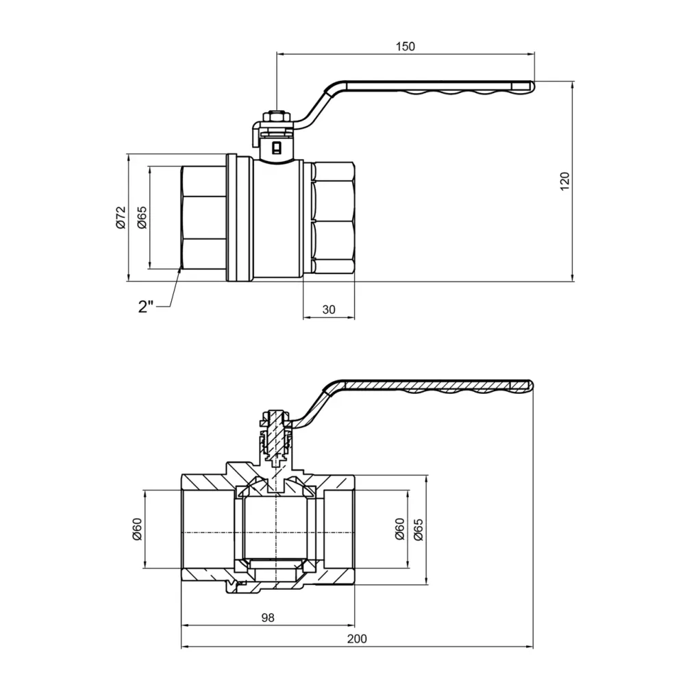 Кран кульовий Thermo Alliance Standart 2" ВР для газу (важіль) SD600NG50PN40 Київ - фото 2