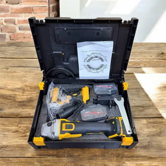 Набор аккумуляторных инструментов шуруповерт + болгарка 48V (2 акб) Желтый Коломия