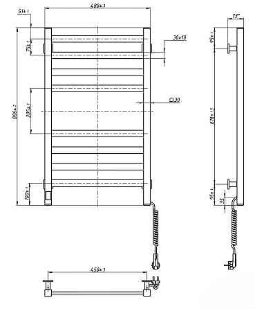 Полотенцесушитель Domingo Axis 480x800 Sensor правый белый Киев