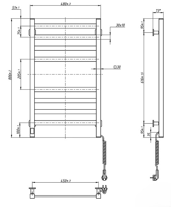 Полотенцесушитель Domingo Axis 480x800 Sensor правый белый Киев - изображение 6
