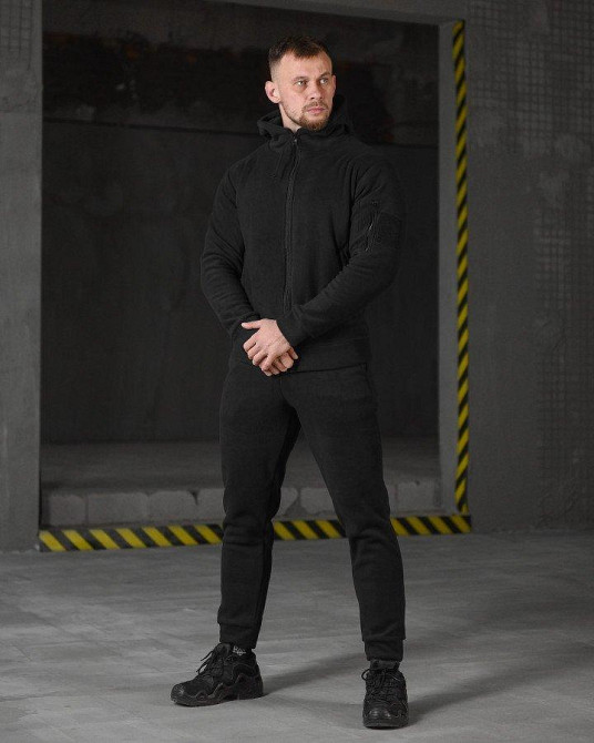 Флісовий спортивний костюм чорний ВТ4792 Одеса - фото 2