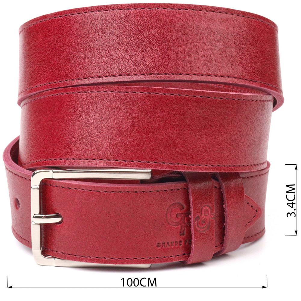 Оригінальний яскравий ремінь із натуральної шкіри Grande Pelle 21458 Бордовий Київ - фото 8