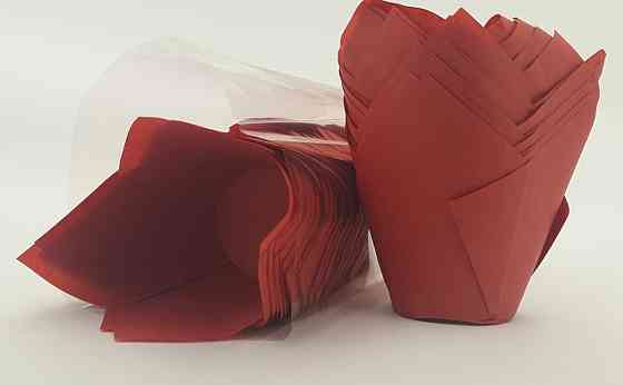 Форми паперові для кексів ТЛ-175" Тюльпан Червоний" (50*75/100) (100 шт.) (1 уп.) Харків