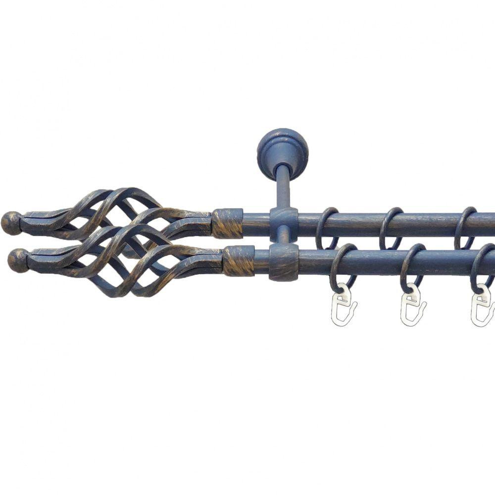 Карниз Orvit Ажур Мала металевий дворядний литий гладка труба кільце металеве Блакить Золота 16\16 мм 240 см (00-00009056) Львів - фото 1