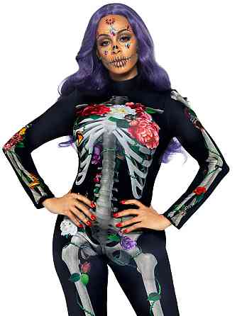 Комбінезон скелет із квітковим принтом Leg Avenue Floral skeleton catsuit S Sex Aura Київ
