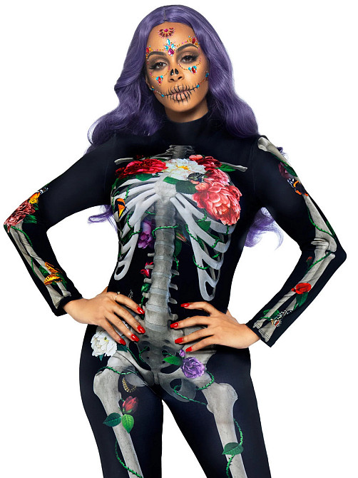 Комбінезон скелет із квітковим принтом Leg Avenue Floral skeleton catsuit S Sex Aura Київ - фото 1