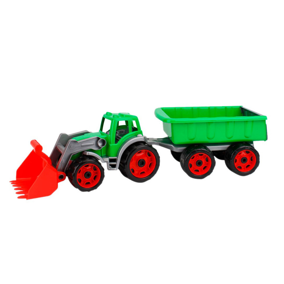 Іграшковий трактор з ковшем і причепом 3688TXK, 2 кольори  Зелений Вінниця - фото 1