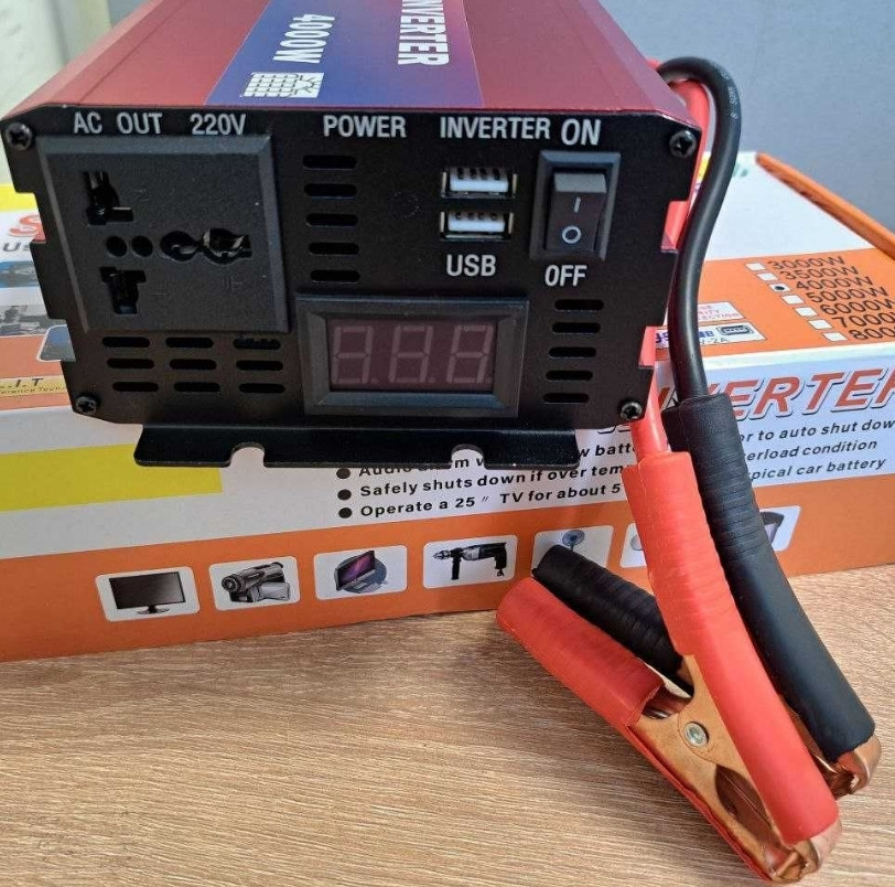 Інвертор Перетворювач 4000 Ват 12ілі24 В на 220 В з вольтметром. Київ - фото 3