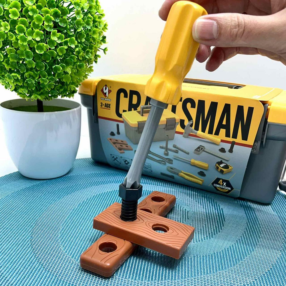 Набір інструментів молоток викрутка плоскогубці ключі гайки гайки в валізі Жовто-сірий (T010) Чернігів - фото 8