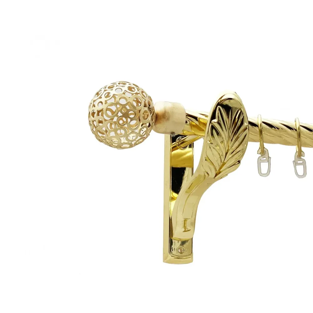 Карниз Orvit Савона металевий однорядний ретро скручена труба кільце металеве Золото 25 мм 200 см (00-00021740) Львів - фото 1