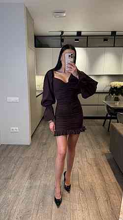 Жіноча приваблива вечірня міні-сукня з турецького коттона. Шоколад, 44/46 Одеса