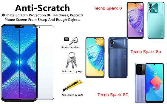 Защитное стекло NeoGlass для Tecno Spark 8, Spark 8p, Spark 8C – ультрапрозрачное и устойчивое Киев