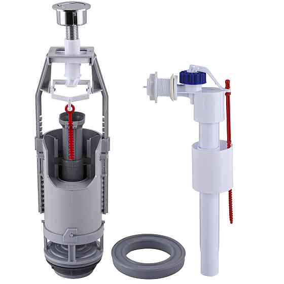 Комплект арматуры для сливного бачка с боковой подачей воды 1/2″, с двумя режимами слива АБк2-01 (000028330) Киев