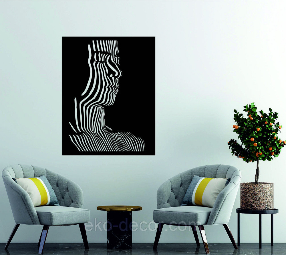 Декоративное настенное Панно «Силуэт женщины», Декор на стену 70*53 см, Черный Киев - изображение 7
