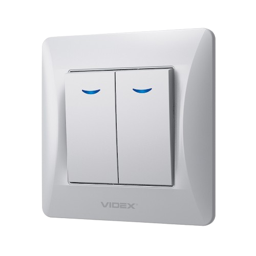 BINERA срібний шовк Вимикач внутрішній 2кл з підсвічуванням Videx Житомир - фото 4