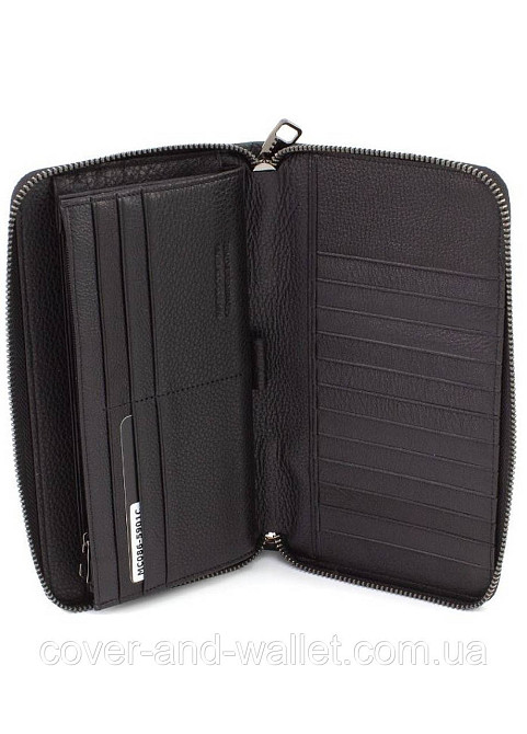 Фирменный кожаный мужской клатч с фактурой под рептилию Marco Coverna 086-5901 Black Киев - изображение 5