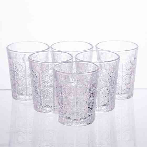 Yiwu Набір скляних стаканів 6 шт по 50 мл з візерунком, прозорі HP-19-132 Коломия