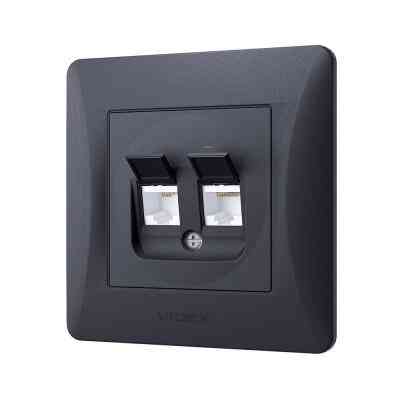 Компьютерная розетка Videx BINERA CAT6+CAT3 двойная черн (VF-BNSK2PC6TF3-BG) Винница