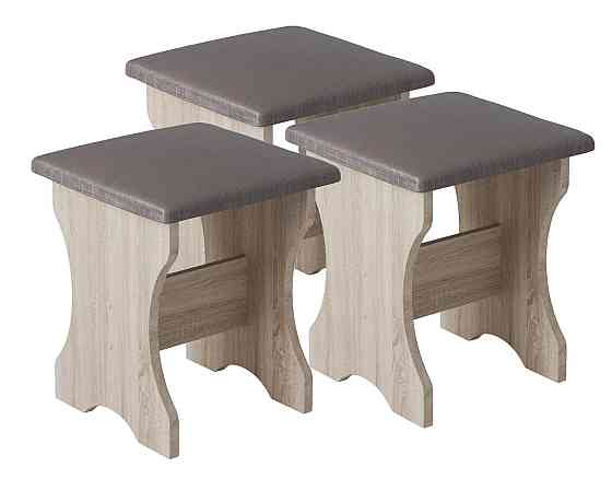 Три табуретки (комплект 3 шт) 35х35х44 см / МС - Дуб Сонома Львов