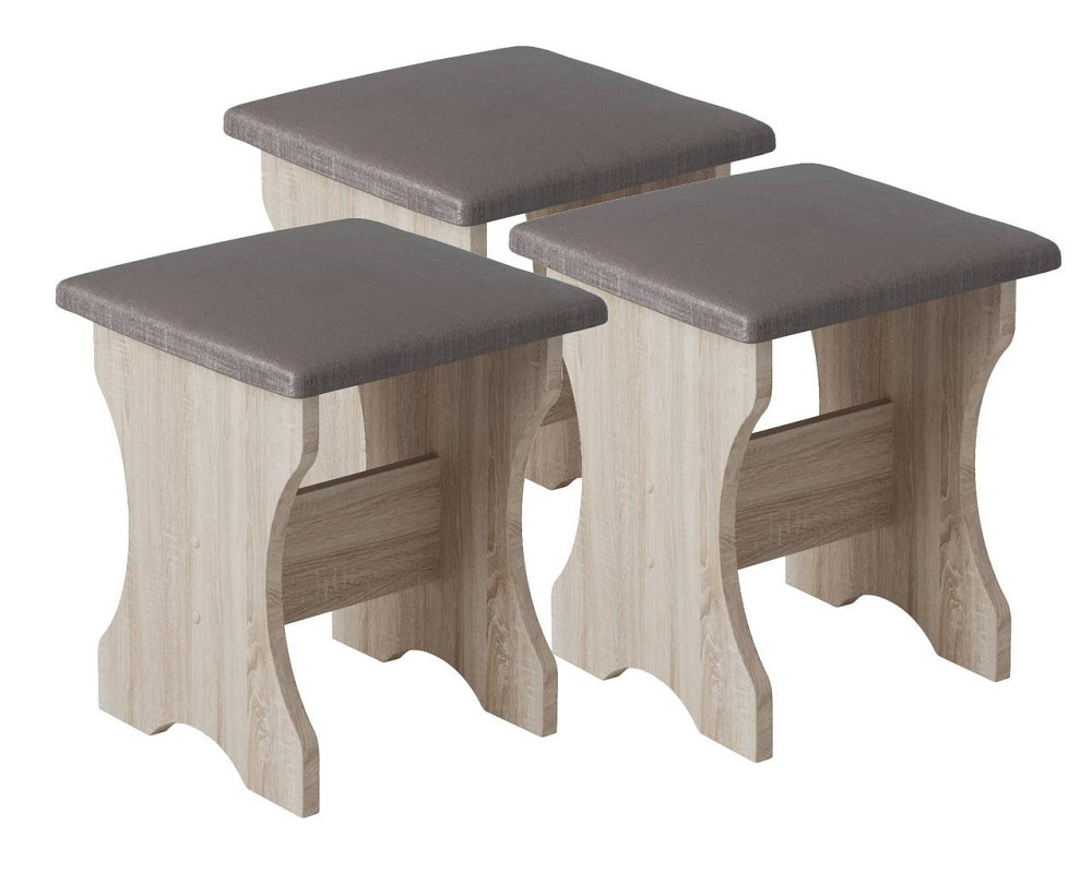 Три табуретки (комплект 3 шт) 35х35х44 см / МС - Дуб Сонома Львов - изображение 1