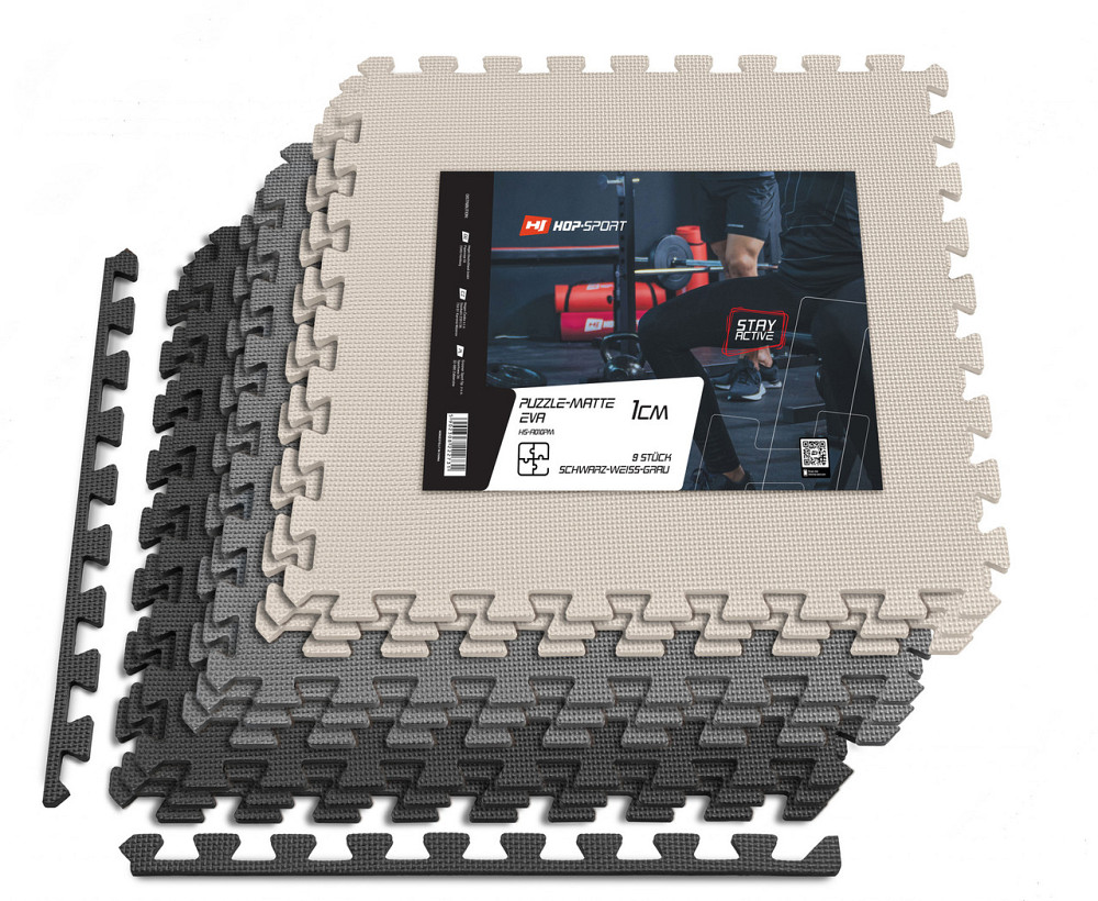 Мат-пазл Hop-Sport EVA 1см HS-A010PM - 9 частин чорний/білий/сірий Київ - фото 1