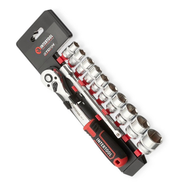 Набір головок 3/8" 12 шт, 10-24 мм з тріщ., Подовж. (планшет) Storm Мукачево - фото 1