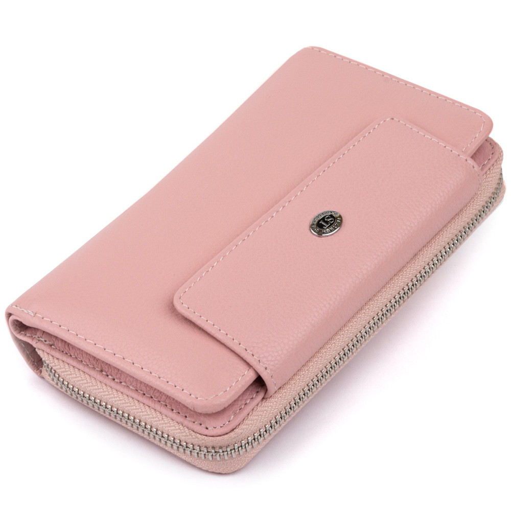 Гаманець зі шкіри на клямці ST Leather 19344 Рожевий Київ - фото 1