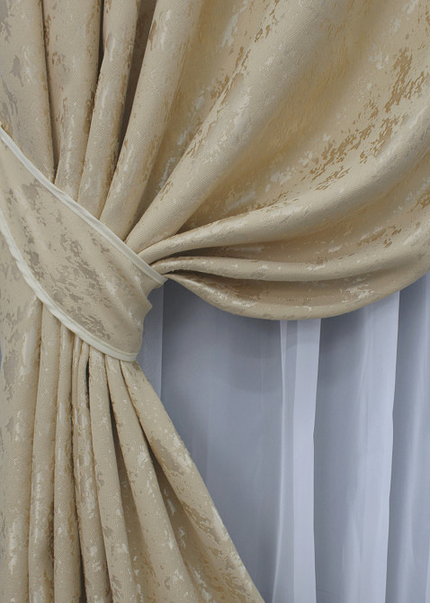 Комплект готових штор, льон мармур, колекція "Pavliani AL" колір теплий-бежевий 1570ш Київ - фото 5