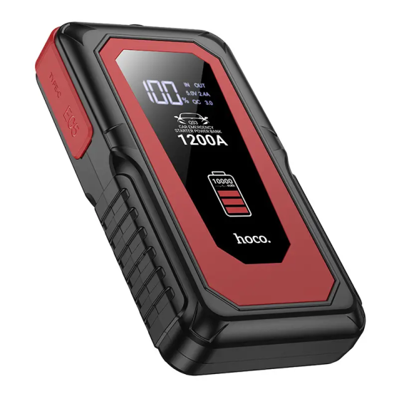 Пускозарядное устройство Hoco QS3 10000mAh (повербанк и фонарик) Черный Винница