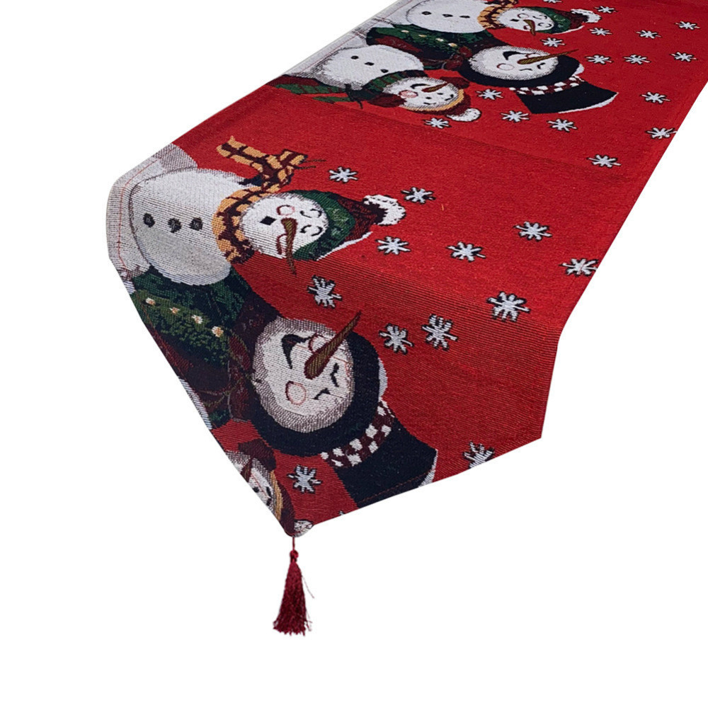 Скатертина новорічна Сніговики вузька 180 на 33 см різнобарвний Київ - фото 4