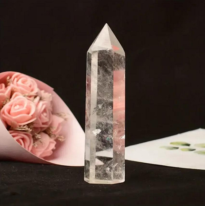 Обелиск из горного хрусталя (чистый кварц), 7 см – кристалл для медитации, энергетики, декора Киев - изображение 2